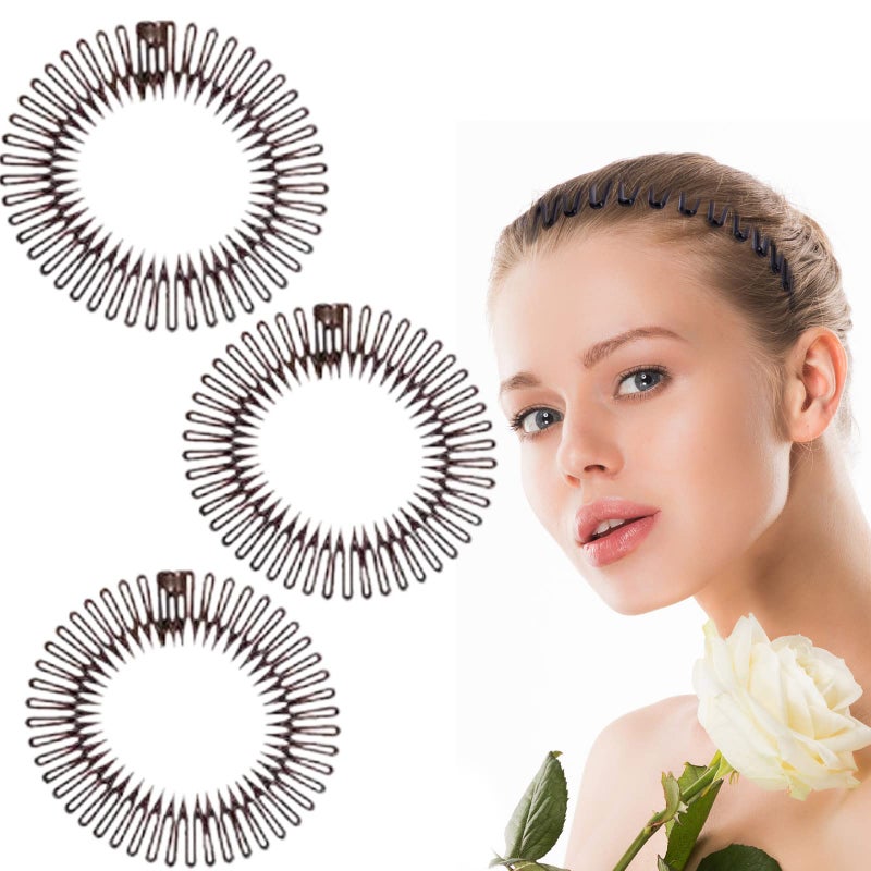 TUICARE 3Pieces Flexible Plastic Circular Stretch Hair Combs, Headband Hairband Holder for Women Girls - Image 2